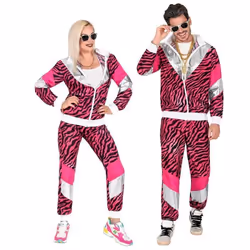 Déguisement survêtement années 80 tigre rose adulte - Polyester - Intérieur