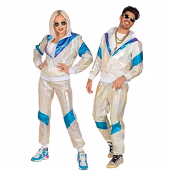 Déguisement survêtement années 80 holographique adulte XL - Beige - Veste et pantalon