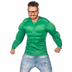 Déguisement homme vert super musclé-L - WIDMANN - Haut vert musclé rembourré - Taille 42-44 (L)