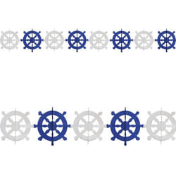Guirlande marine - Non lumineuse - 3 mètres - Papier - Bleu - Ancre 20 cm