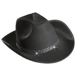 Chapeau de Cow-Boy Strass - WIDMANN - Noir - Pour Femme - Extérieur