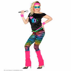COSTUME DES ANNEES 80 T.S (tshirt/guêtres/legging/bandeau/2 bracelets