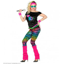 COSTUME DES ANNEES 80 T.S (tshirt/guêtres/legging/bandeau/2 bracelets