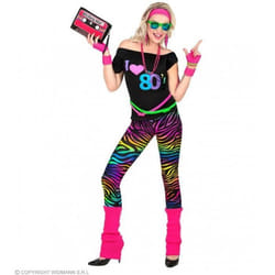 Costume des années 80 - T.L - Tshirt guêtres legging bandeau 2 bracelets