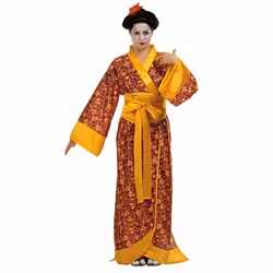 Déguisement Geisha - WIDMANN - Kimono Multicolore Rouge - Costume Traditionnel Japonais pour Femme