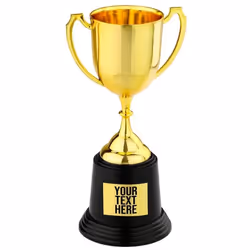 Trophée-coupe pvc rigide doré personnalisable - 21 x 11 cm