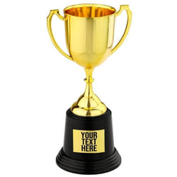 Trophée-coupe pvc rigide doré personnalisable - 21 x 11 cm