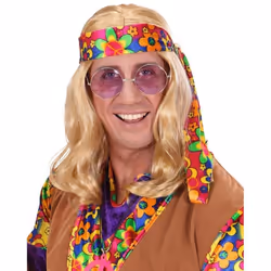 Perruque hippie blonde homme années 60 - WIDMANN - Accessoire de déguisement - Adulte