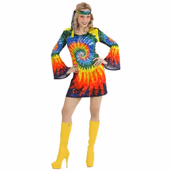 Robe hippie psychédélique - WIDMANN - Taille M - Costume femme années 60/70
