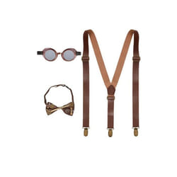 Set de Steampunk Marron - WIDMANN - Accessoires pour déguisement Charleston ou costume de gangster - Adulte