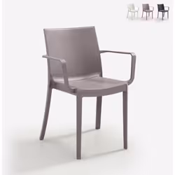 Chaise empilable Victoria en polypropyle'ne anthracite avec accoudoirs et pieds antide'rapants cm 58x55x82 h pour inte'rieur  ...