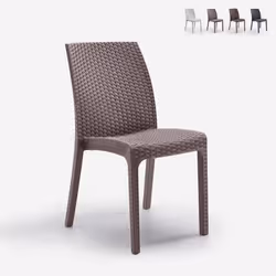 Chaise en polyrotin empilable pour bar jardin intérieur extérieur Virginia BICA - Blanc