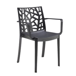 Chaise de fauteuil équipable dans des bars et restaurants en résine extérieure internes avec un dossier décoré Floreal Con braccioli Black - Black