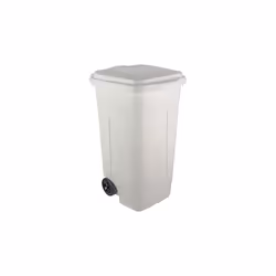 Poubelle en plastique 80 lt blanc avec couvercle a' roulettes sur deux roues cm 45x50x78h poubelle
