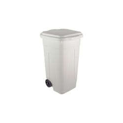 Poubelle en plastique 80 lt blanc avec couvercle a' roulettes sur deux roues cm 45x50x78h poubelle