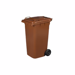 Poubelle en plastique marron 240 lt avec couvercle a' deux roues cm 72x58x106h bac de recyclage