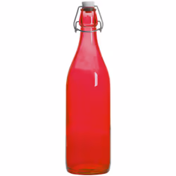 Conservez au frais vos boissons préférées dans cette jolie bouteille en verre rouge avec bouchon mécanique, pouvant contenir  ...