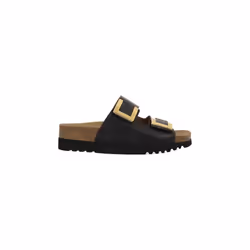 Mules Femme - SCHOLL - MONTEREY 2 STRAPS - Talon plat - Cuir noir - Bout rond