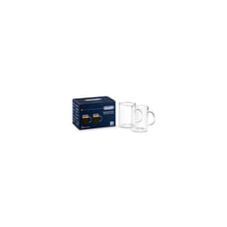 De'Longhi DLSC320 Ensemble de verres à café long américain, tasse résistante en verre borosilicaté, confortable à tenir, lavable