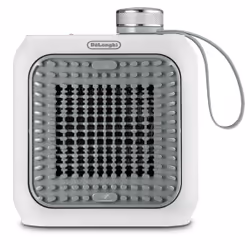 De’Longhi HFX10B03.GR, Chauffage de ventilateur électrique, Vitrocéramique, Intérieure, Bureau, Gris, Blanc, Rotatif