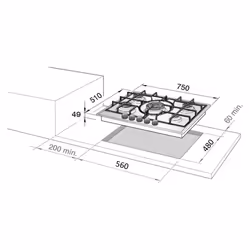 De'Longhi SLF575LX plaque Acier inoxydable Intégré 75 cm Gaz 5 zone(s) - Vue supplémentaire 2