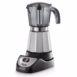 De’Longhi Alicia EMKM 4, Cafetière moka électrique, 0,4 L, Café moulu, 450 W, Noir, Argent, Transparent