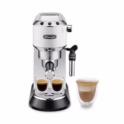 De’Longhi Dedica Style EC 685.W, Machine à expresso, 1,1 L, Dosette de café, Café moulu, 1300 W, Noir, Argent, Blanc