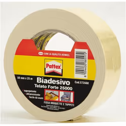 Pattex Biadesivo Telato Forte 25000 50mm x 25m, 25 m, 50 mm
