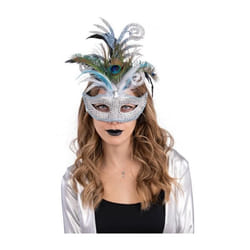 MASQUE VÉNITIEN ARGENT GLITTER PLASTIQUE ADULTE  Gris Argent