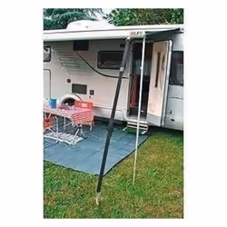 Tie down pour caravane et camping-car Composé d'une sangle noire réglables de 11m, 2 piquets et 1 ressorts de tension
