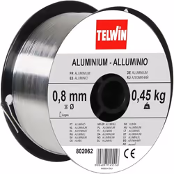 TELWIN 802062 Bobine Fil Aluminium D. 0,8 mm 0,45 kg pour Soudage, Gris Pour les postes de soudage Telwin Compatible avec les ...