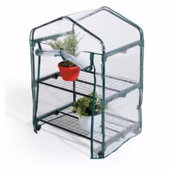 Serre à 2 niveaux avec roues 69 x 49 x 98cm Petite serre à roulettes, idéale pour terrasses et balcons. Facile à déplacer. La ...