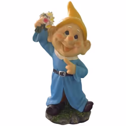 Statue de jardin nain avec fleurs 16x13,5x28H Nain de jardin en polyrésine, un matériau très robuste et durable, parfait pour ...