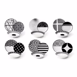 Service de table - Excelsa - 62496 - Porcelaine - 18 pièces - Blanc/Noir