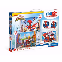 Clementoni - Edukit - Spidey -Coffret apprentissage 4 en 1 - 2 puzzles 1 mémo 1 jeu de 6 cubes - Fabriqué en Italie - Dés 4an ...