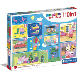Clementoni Peppa Pig Supercolor 10 in 1 Jeu de puzzle Dessins animés