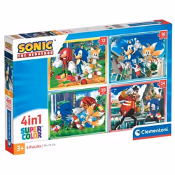 Puzzle Clementoni Supercolor 4 en 1- Sonic Progressifs (12 16 20 24 Pièces)