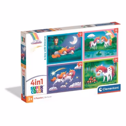 Clementoni Puzzle 4 en 1 - A Day with Unicorns, 3 an(s)