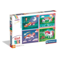 Clementoni Puzzle 4 en 1 - A Day with Unicorns