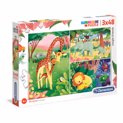 Clementoni Supercolor 3X48 Pièces - Animaux De La Savane Et Leur Petit