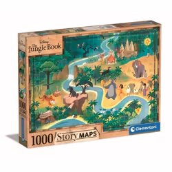 Clementoni - 1000p Disney Maps Le Livre de la Jungle - Gamme de puzzle inspirée des animés japonais - 70 x 50 cm