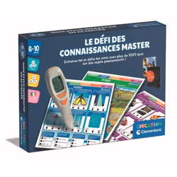 CLEMENTONI - Le défi des connaissances master - Plus de 1000 Quizz - Seul ou à 2 - Stylo éléctronique parlant - Dès 7ans