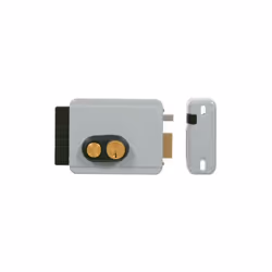 • Serrure électrique à émission, 12VCA, pêne lançant ½ tour, double-cylindre rond de 50mm extérieur avec 3 clés, distance d'e ...
