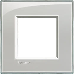 plaque 2 modules bticino living light gris carré