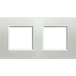 plaque 2 + 2 modules bticino living light argent carré