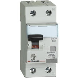 BTicino GN8813A25 Disjoncteur différentiel BTDIN60 1P+N type A 25A