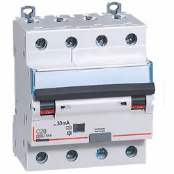 BTDIN60 - interruttore magnetotermico differenziale SALVAVITA 4P - tipo A - In= 20A - Icn= 6kA - Vn= 400 Vac - Idn= 30mA - 4  ...
