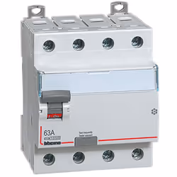 Interruttore differenziale SALVAVITA 4P - tipo AC - In= 63A - Idn= 30mA - Vn= 400 Vac - 4 moduli. SALVAVITA 4P - type AC - In ...