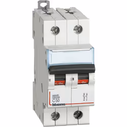 BTDIN45 - interruttore magnetotermico 1P+N curva C - In= 50A - Icn= 4,5kA - Vn= 230 Vac - 2 moduli. BTDIN45 - Disjoncteur mag ...