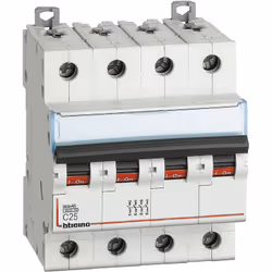 BTDIN45 - interruttore magnetotermico 4P curva C - In= 25A - Icn= 4,5kA - Vn= 400 Vac - 4 moduli. BTDIN45 - Disjoncteur 4P co ...